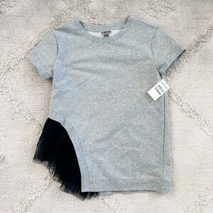 Nordstrom Gray Tee with Black Tulle Detail
